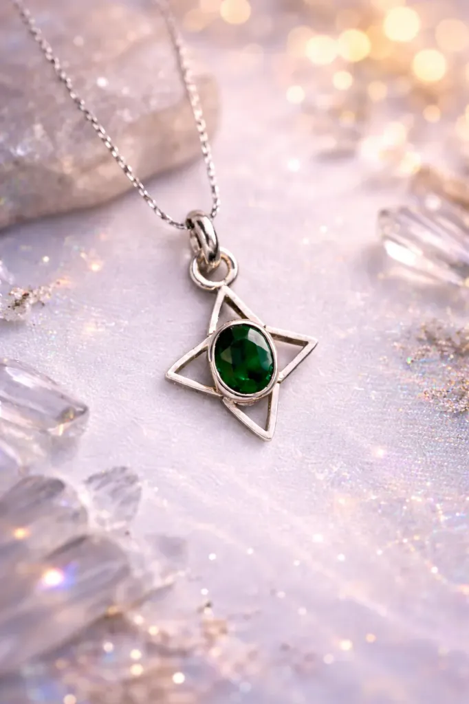 Emerald Shuriken (Silver Embedded)